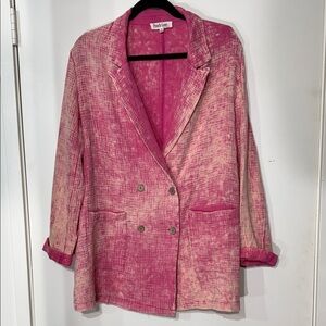 Peach Love California Waffle Textured Pink/Peach Oversized lightweight Blazer M